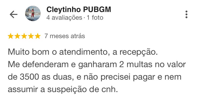 Avaliação de cliente