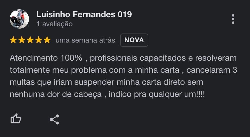 Avaliação de cliente
